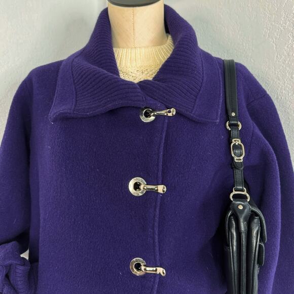 Jones New York Unlined Jacket Pockets Wool Blend Purple Medium - Picture 2 of 7